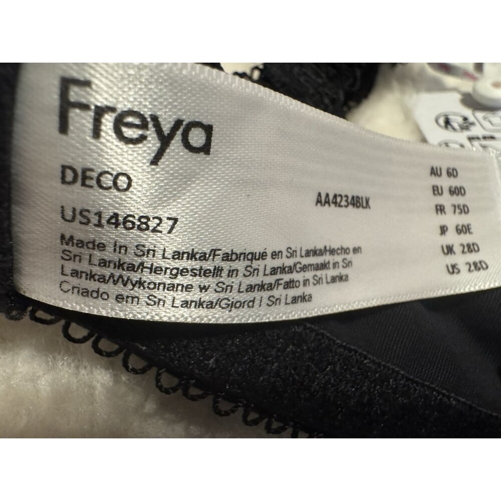 Freya Deco Black Underwire Plunge Bra Style AA4234 Size 28D NEW NWT - Picture 8 of 8